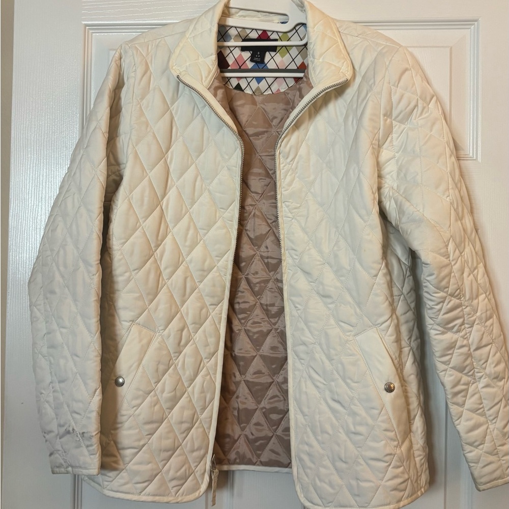 Lands' End Women's Off-White Quilted Puffer Jacket